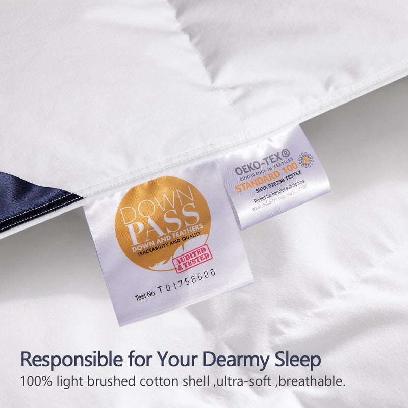 Globon Queen Size Down Comforter - All Season Duvet Insert with Medium Warmth, Soft and Noiseless Cover,8 Corner Tabs,Machine Washable - White - Image 4